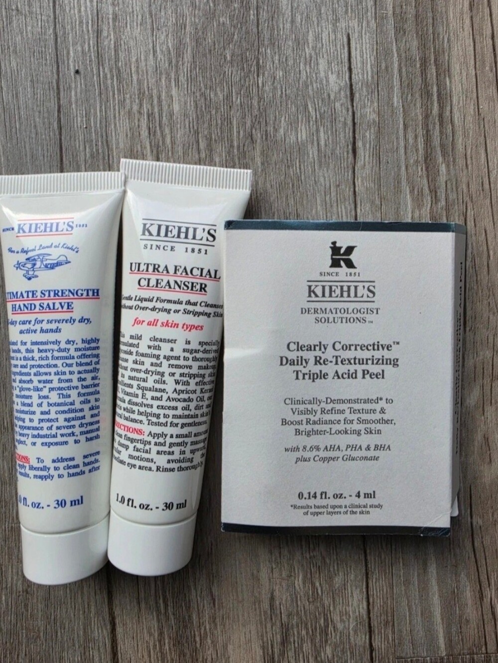 Kiehl's Ultra Facial Cleanser + Kiehl's Hand Salve + Clearly Triple Acid Peel